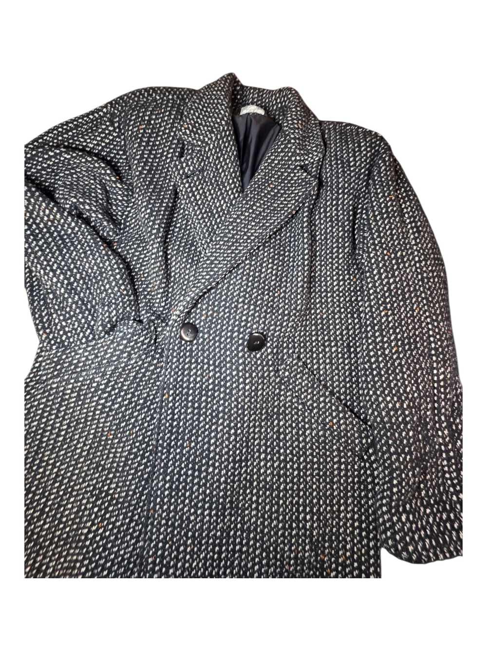 Vintage 80s Britanny International Wool Blend Tweed Overcoat Size 10 Longline